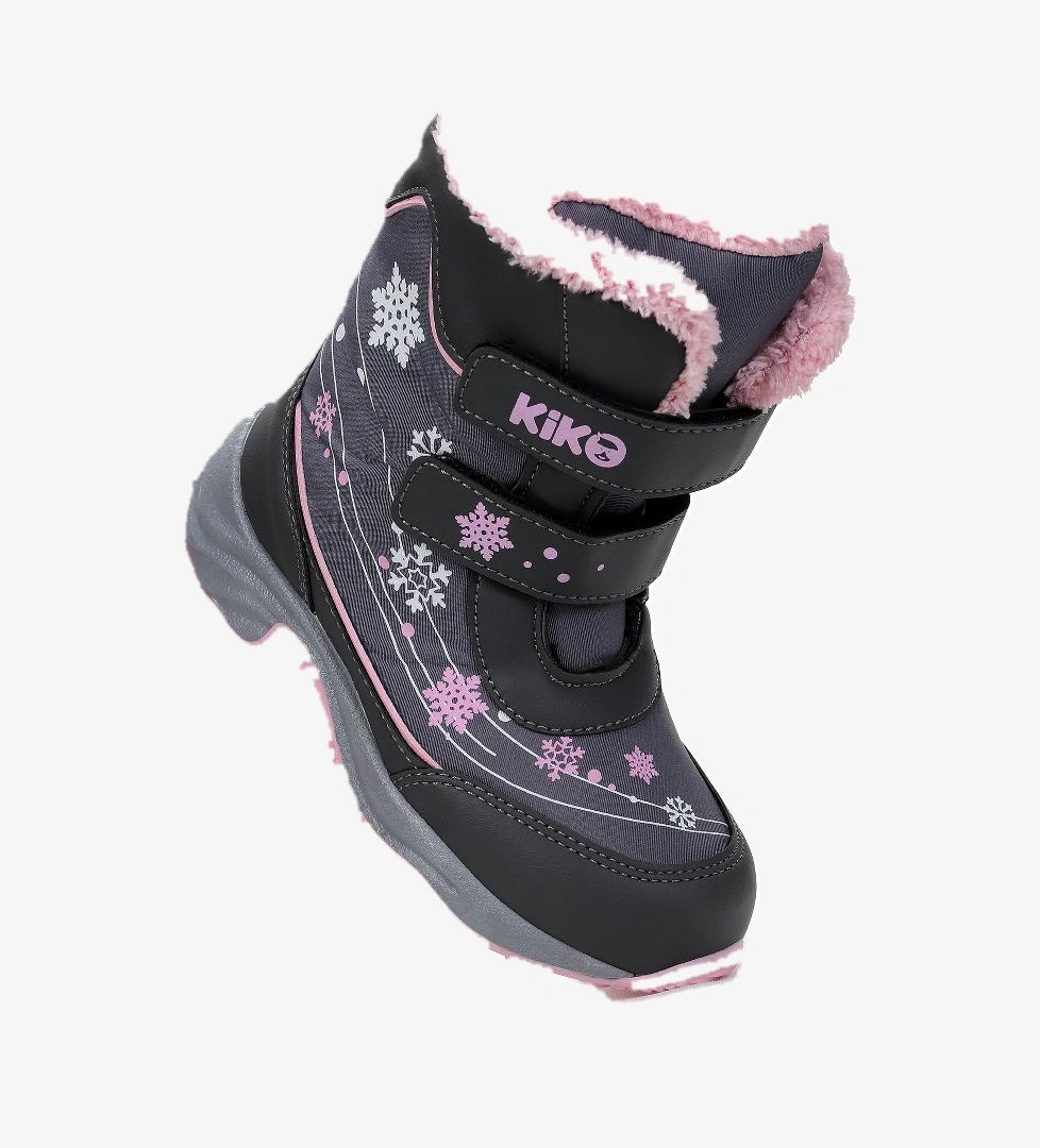 Kiko Kids Kartanesi Cırtlı Kız Çocuk Kar Bot Soğuk Suya Dayanıklı Füme - Pembe