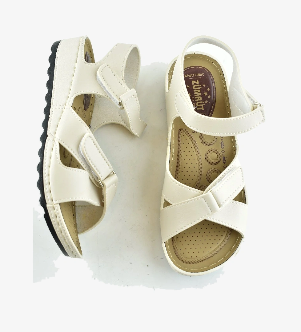 6002 TAM Ortopedik Taban Günlük Kadın Sandalet Terlik Siyah Sandalet