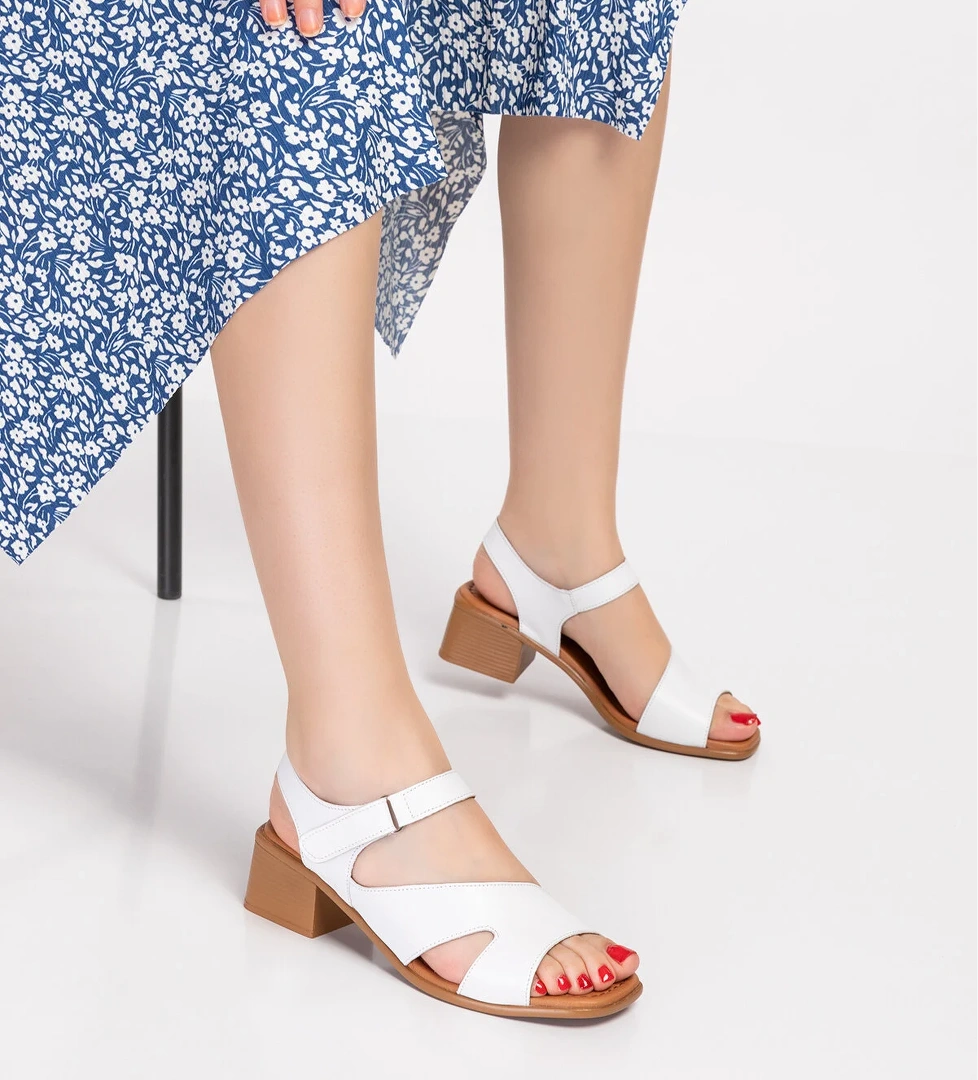 Gondol Hakiki Deri Cırtlı Orta Topuklu Sandalet Msa.1115