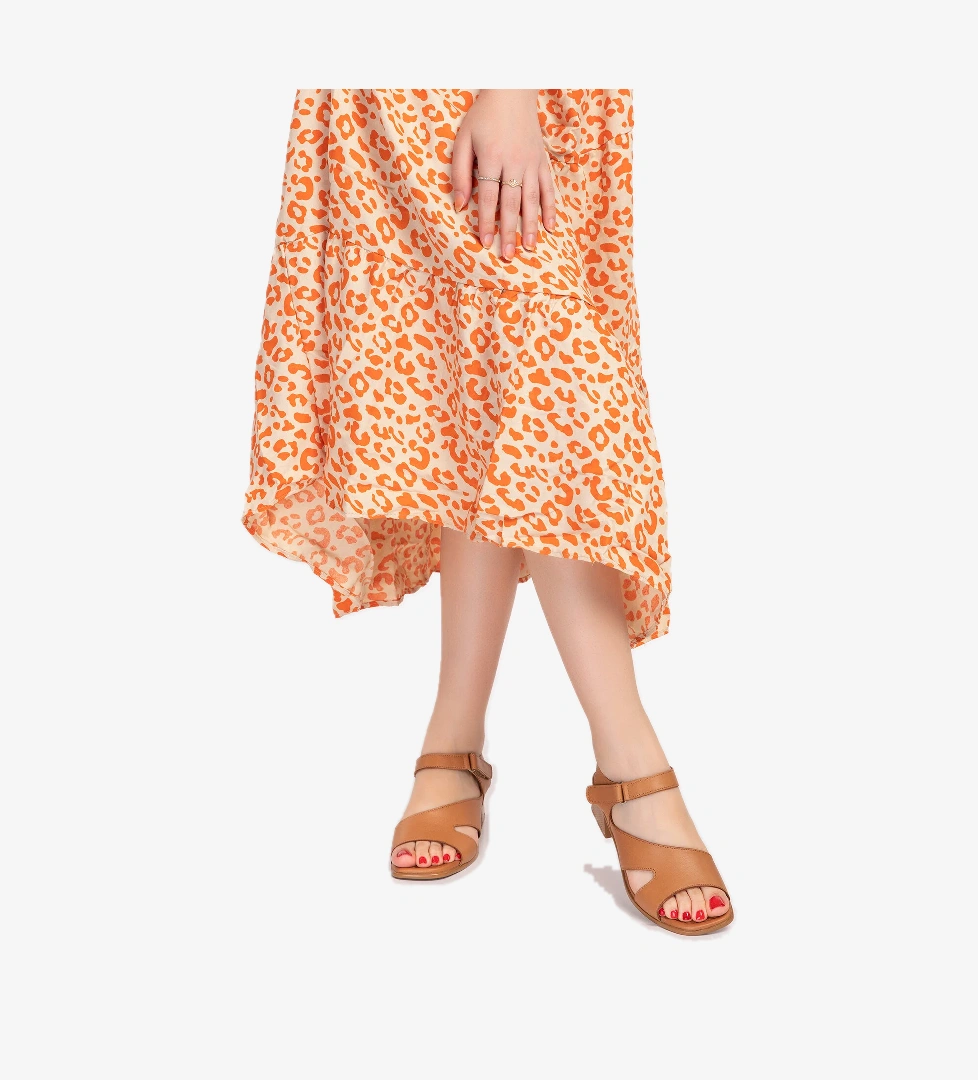 Gondol Hakiki Deri Cırtlı Orta Topuklu Sandalet Msa.1115 - Görsel 1