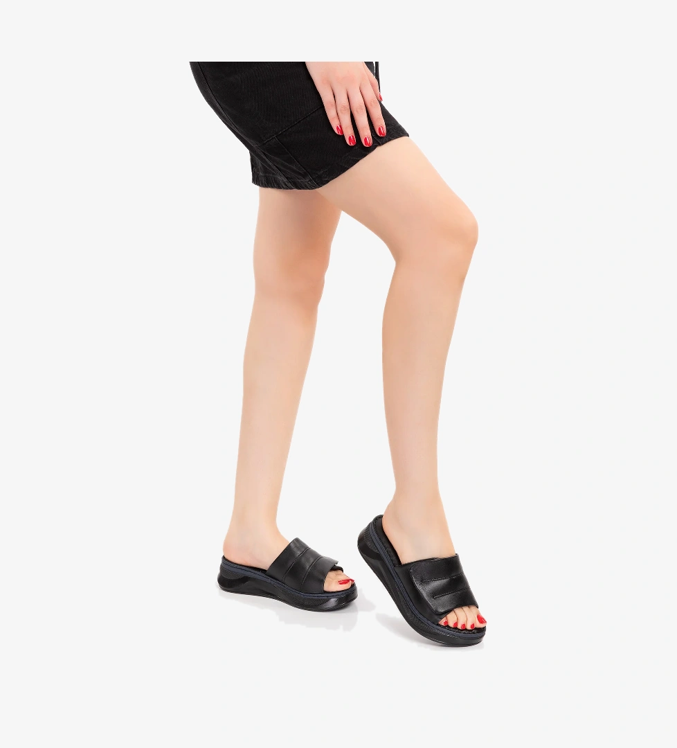 Gondol Kundura Gondol Hakiki Deri Anatomik Taban Dolgu Topuk Terlik Slt.225 model görseli