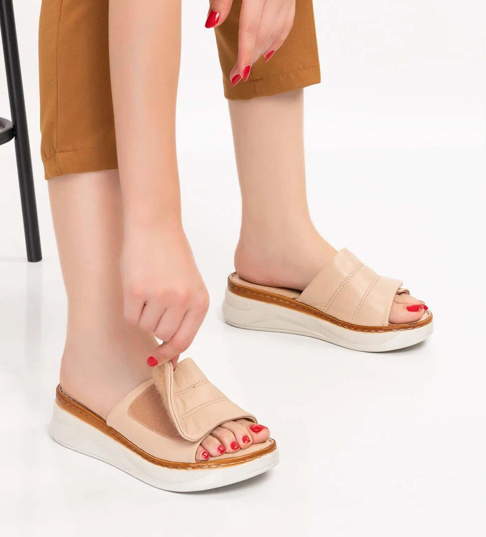 Gondol Hakiki Deri Anatomik Taban Dolgu Topuk Terlik slt.225