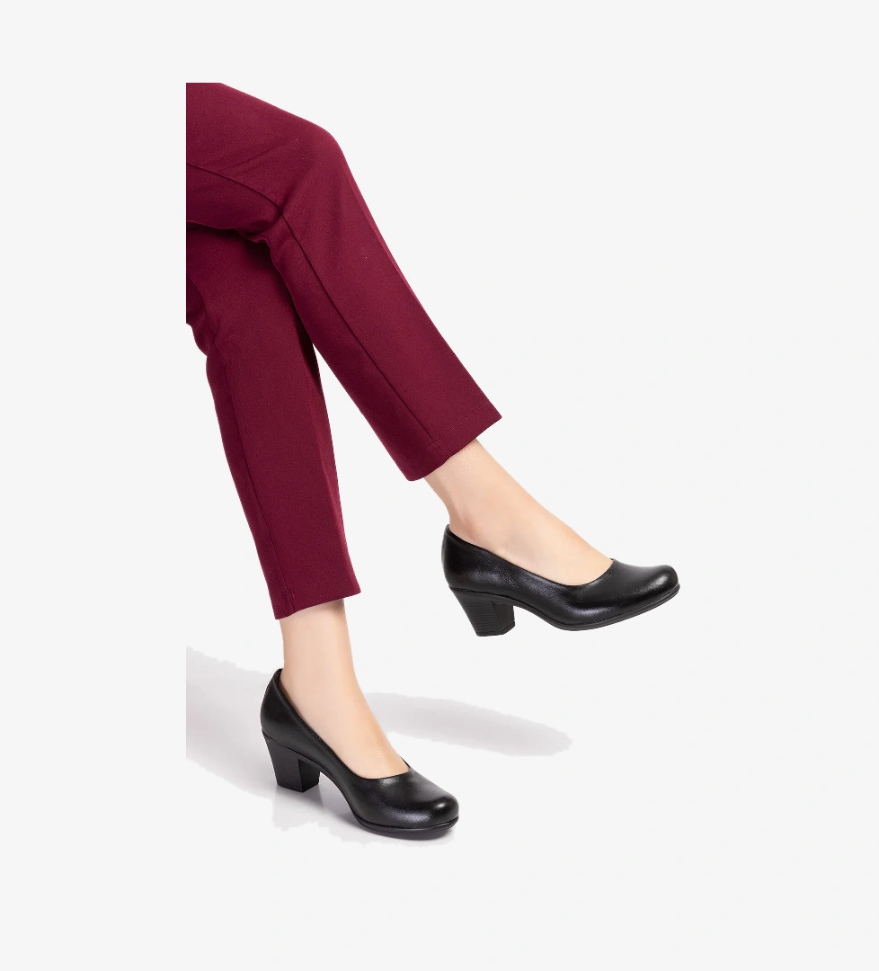 Gondol Hakiki Deri Klasik Orta Boy Topuklu Ayakkabı Vdt.200 - Görsel 1