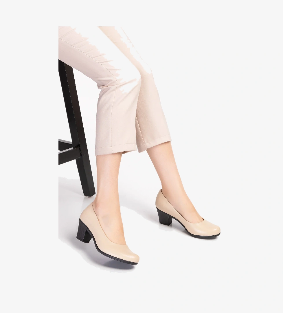 Gondol Hakiki Deri Klasik Orta Boy Topuklu Ayakkabı Vdt.200