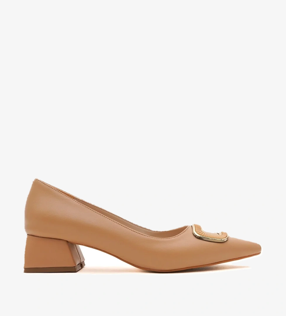 Scenic Nude Tokalı (4cm) Sivri Burun Topuklu Ayakkabı