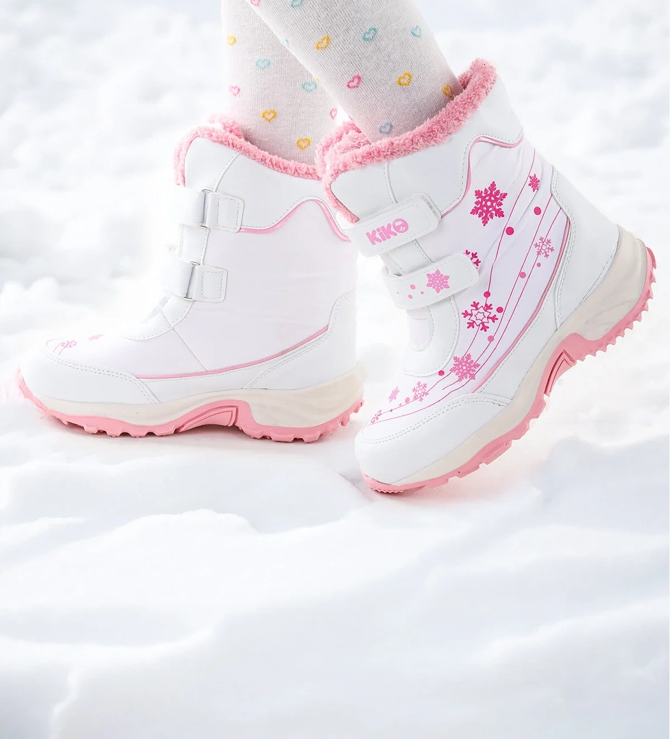 Kartanesi Cırtlı Kız Çocuk Kar Bot Soğuk Suya Dayanıklı Beyaz - Pembe - Görsel 1