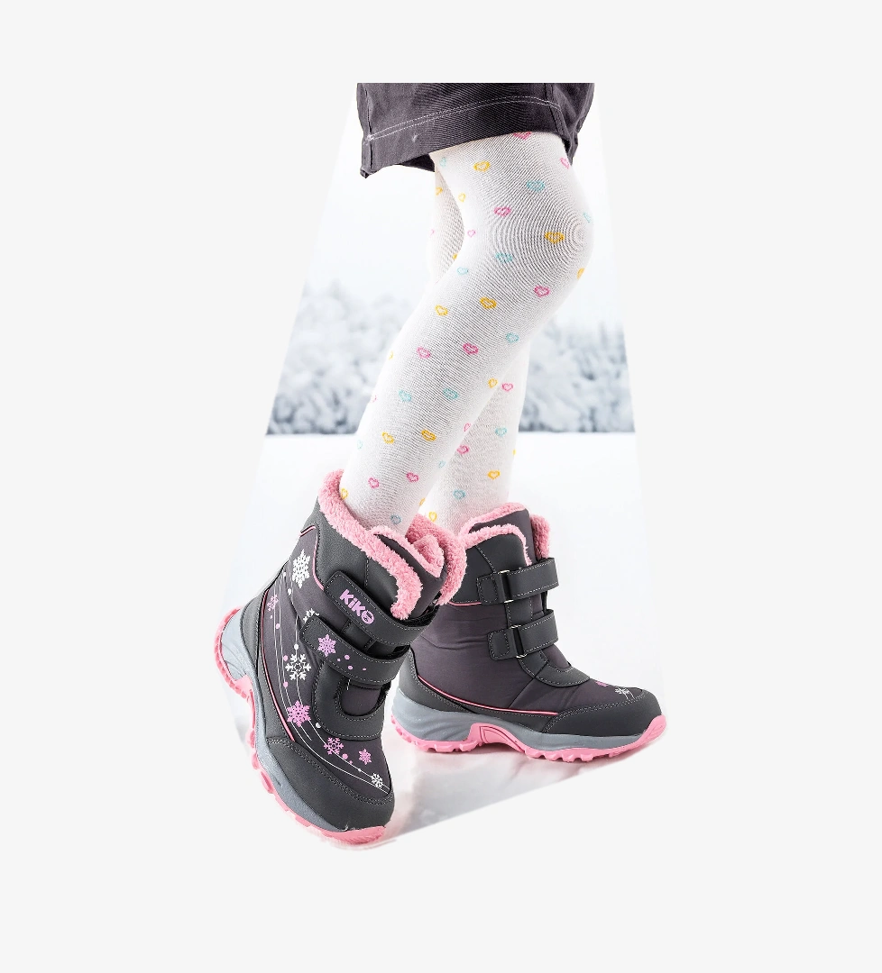 Kartanesi Cırtlı Kız Çocuk Kar Bot Soğuk Suya Dayanıklı Füme - Pembe - Görsel 1