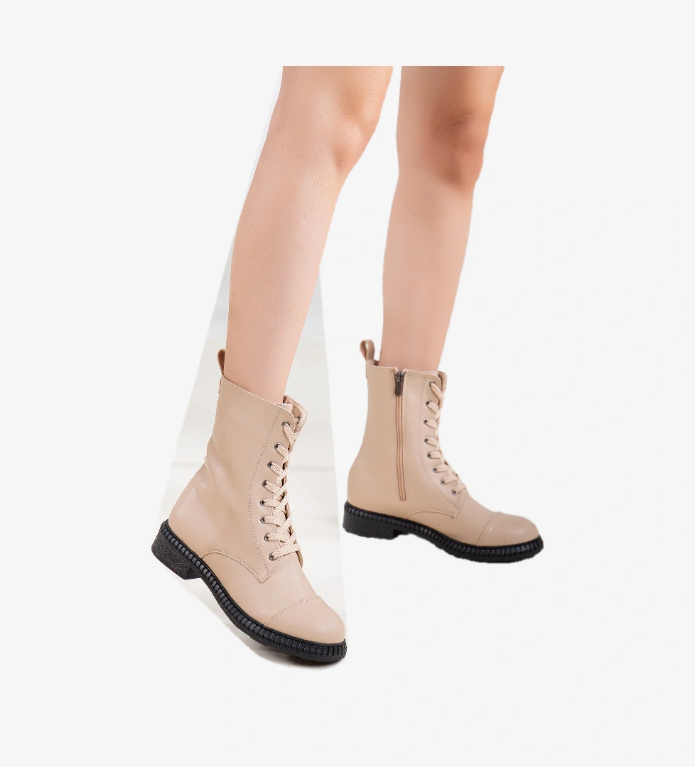 D406 Garantili Ürün Kadın Kışlık Ortopedik Bot Bootie_Nut