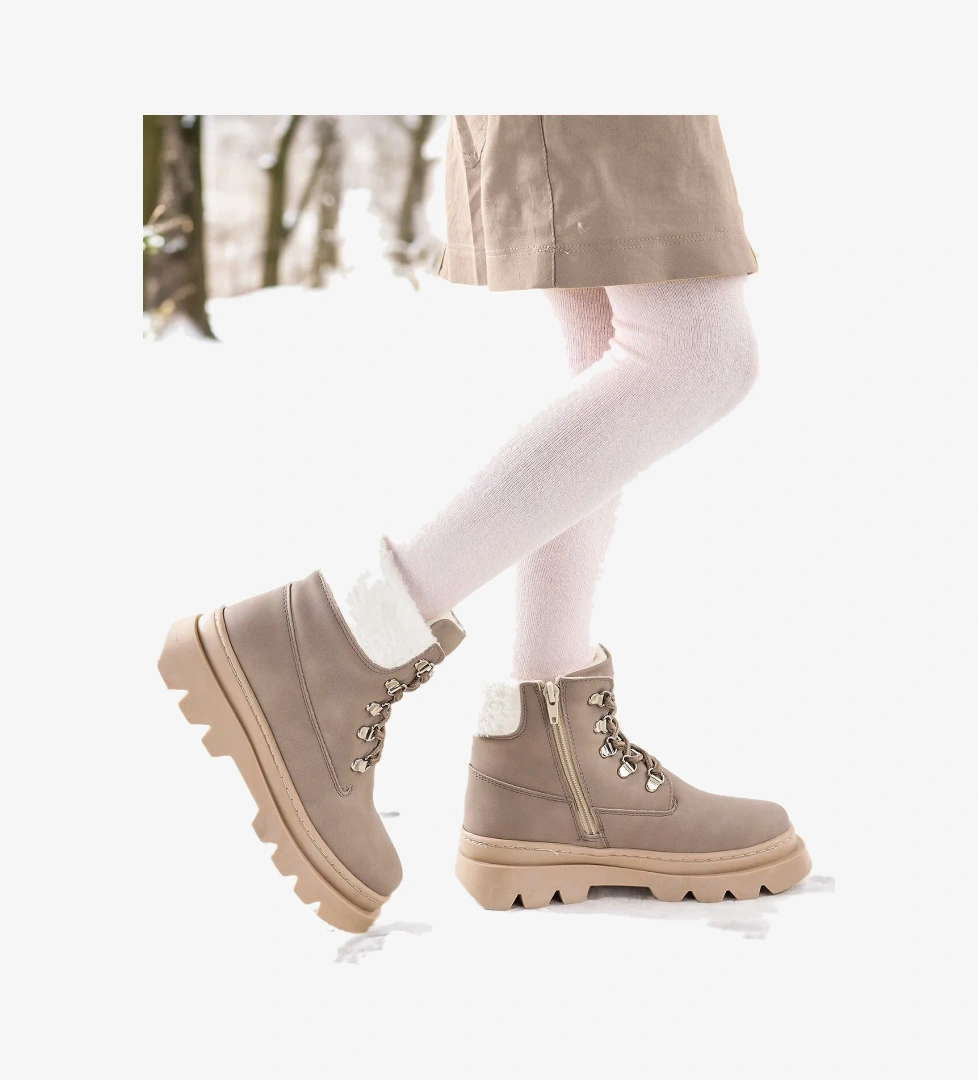 500 Günlük Fermuarlı Kız Çocuk Bot Ayakkabı Koyu Gri