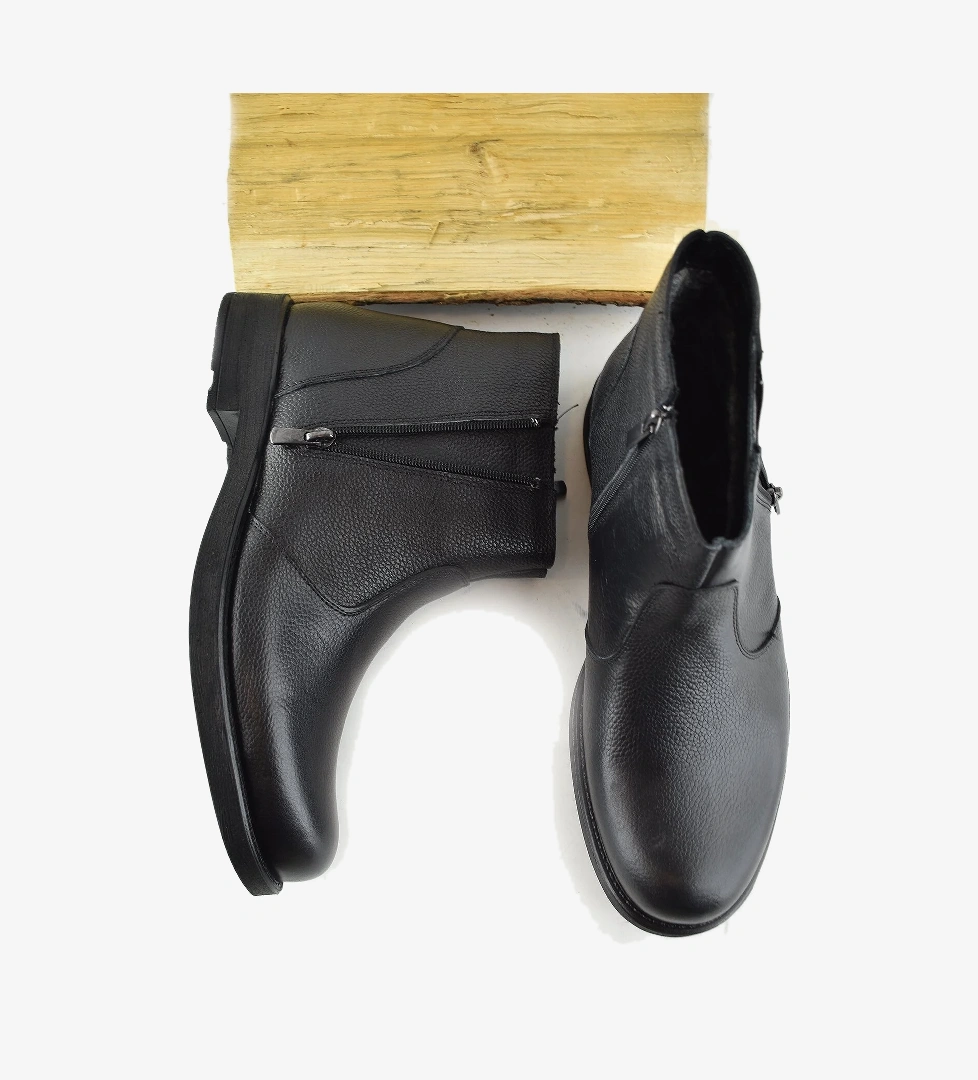 Ayakkabı Burada 3405 İçi Kürklü Hakiki Deri Erkek Bot Ayakkabı Ortopedik Taban Fermuarlı Deri Bot model görseli