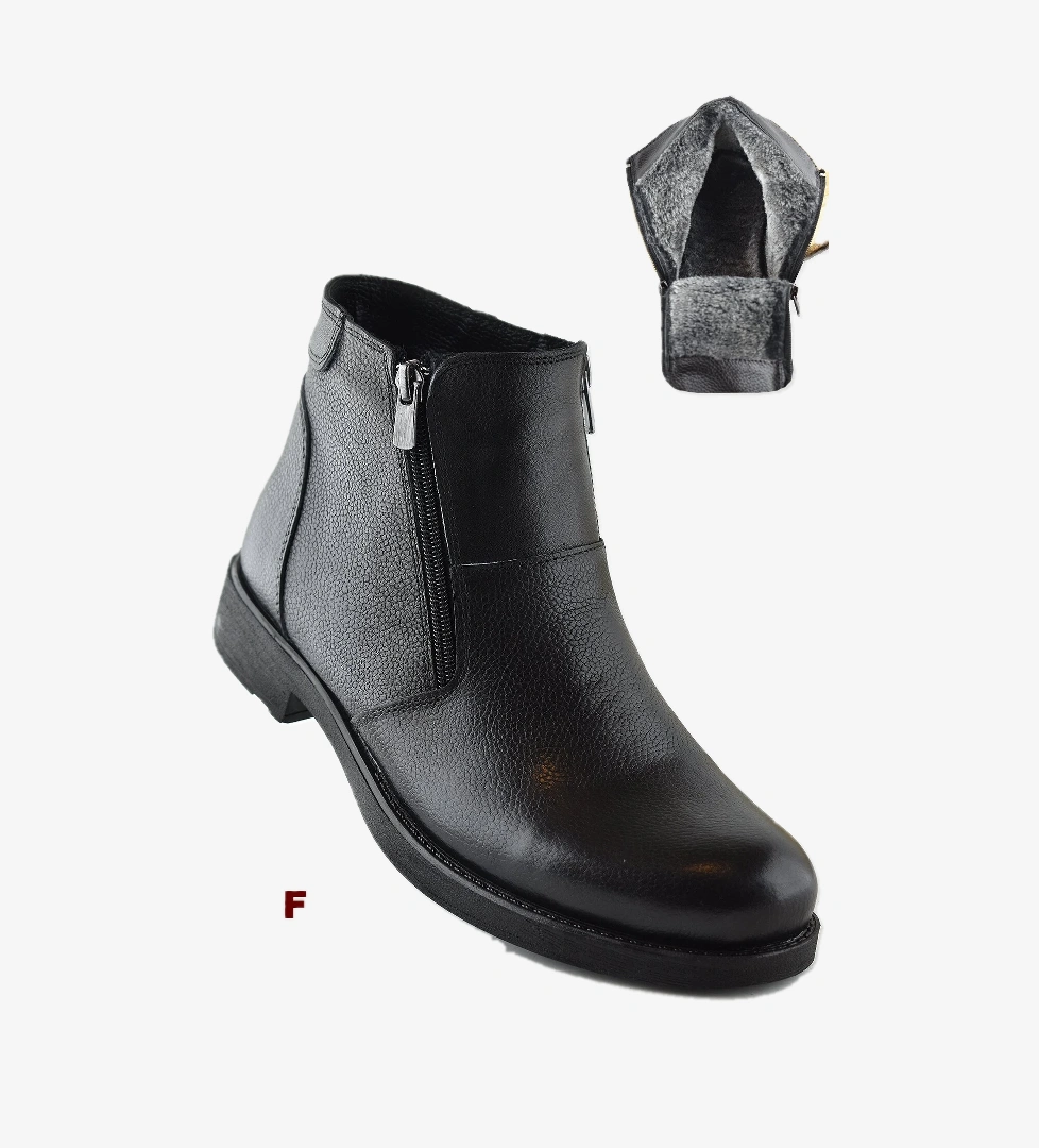 Ayakkabı Burada TAB3406 İçi Kürklü Hakiki Deri Erkek Bot Ayakkabı Ortopedik Taban Fermuarlı Deri Bot - Görsel 1