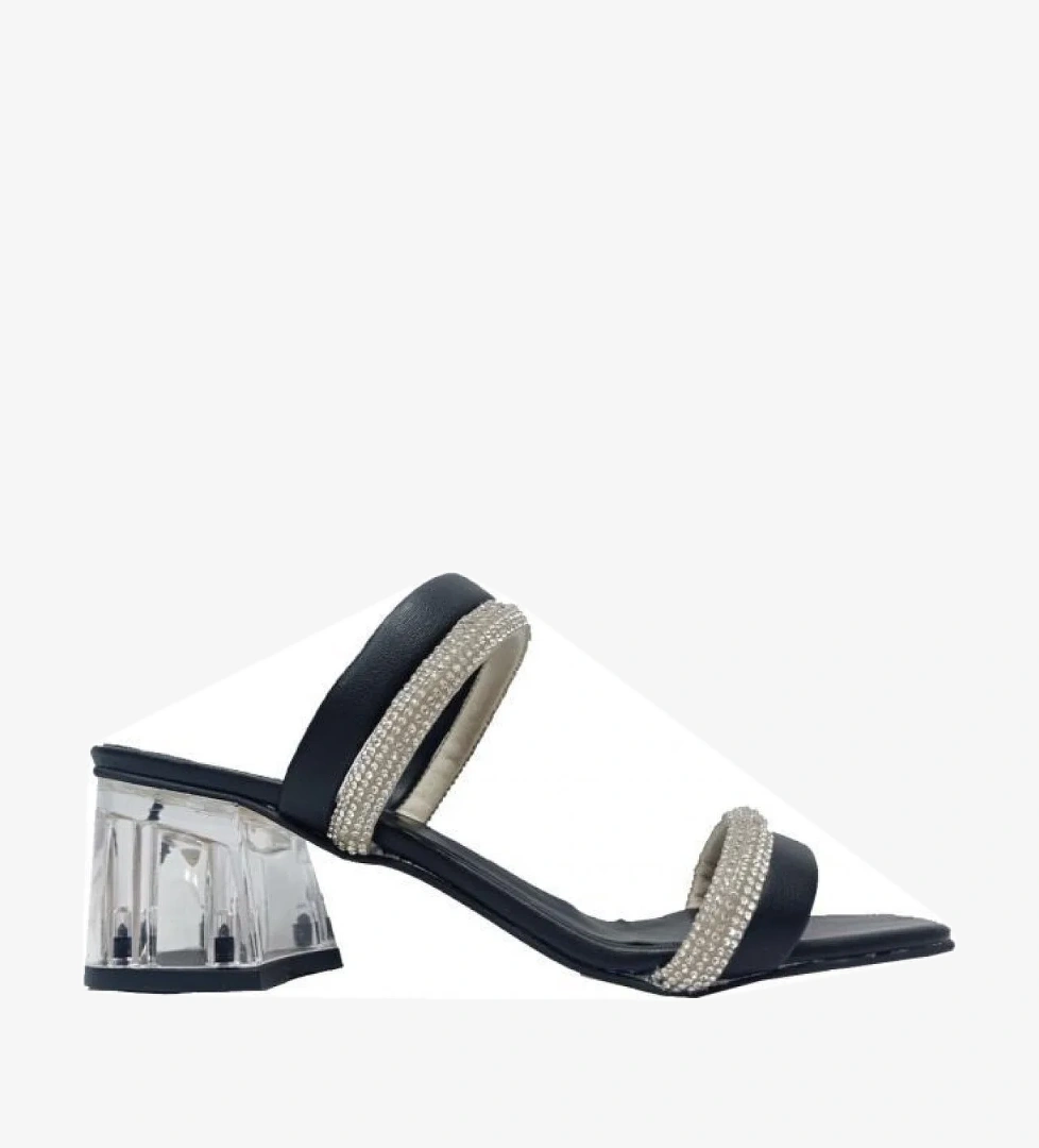 Cotcolic 01202 Taşlı Şeffaf Topuk Fashion Kadın Terlik - Görsel 1