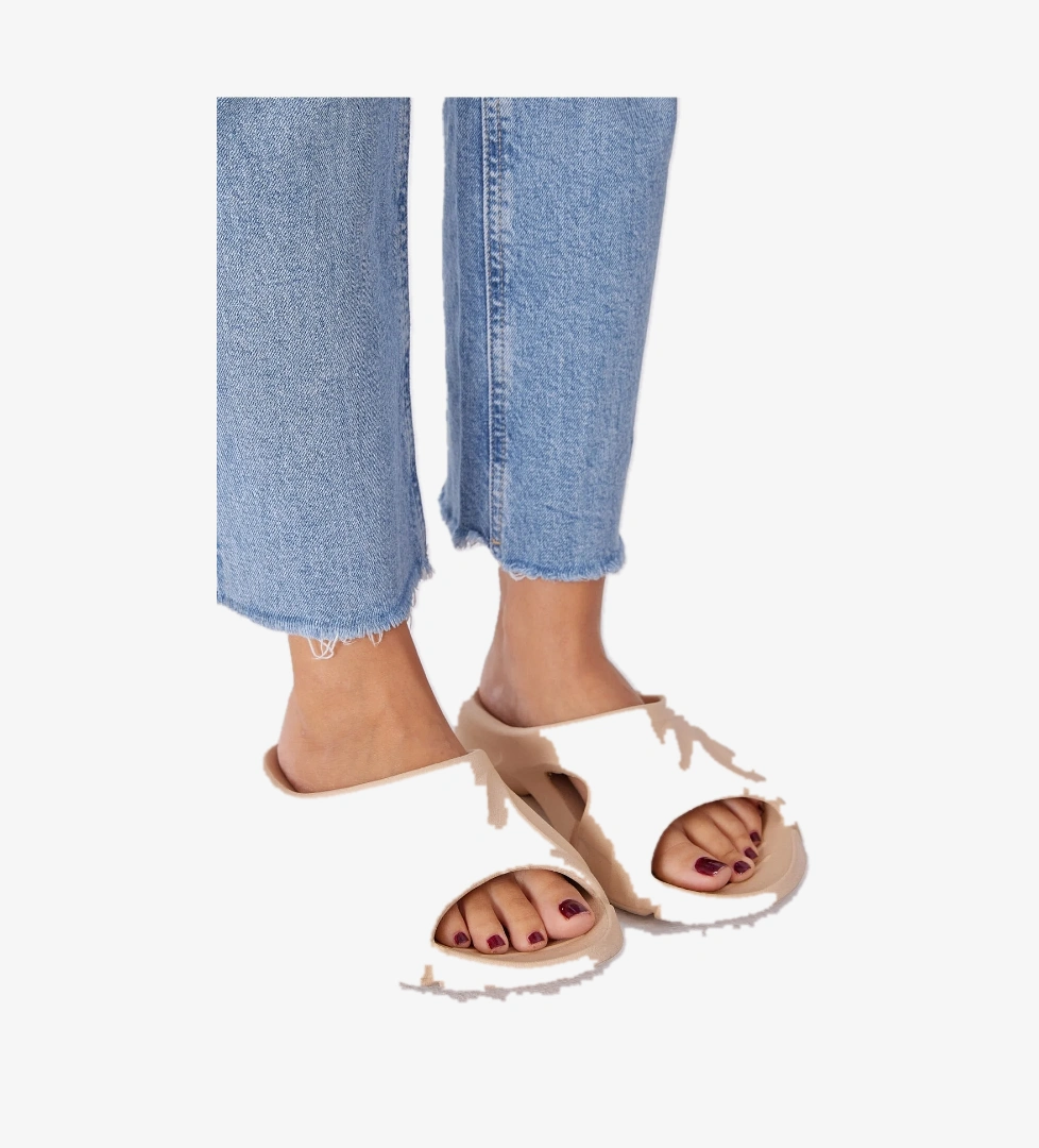 Unisex Krem Desenli Kalın Tabanlı Eva Terlik