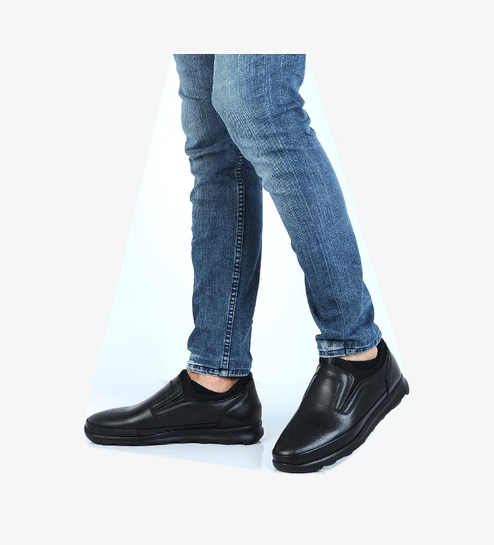 Tardelli 3738 Siyah Kauçuk Deri Erkek Casual Ayakkabı - Görsel 1