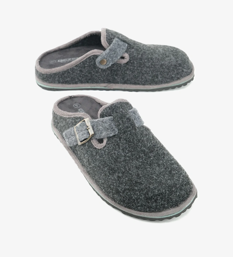 Kışlık Erkek Fashion Tokalı Ayarlanabilir Keçe Ev Bahçe Terlik - Görsel 1