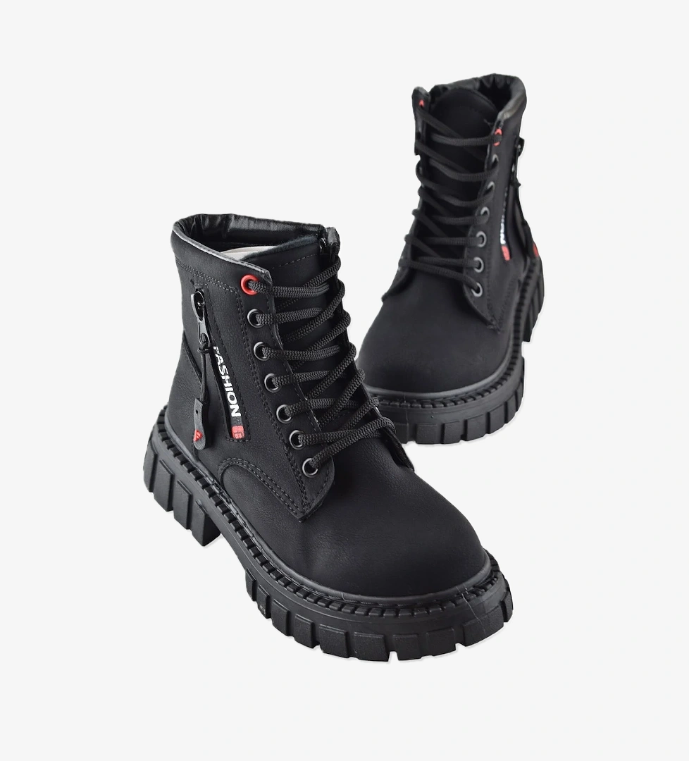 Ayakkabı Burada 233 Günlük Bağcıklı Fermuarlı Kız Çocuk Bot Ayakkabı Postal Çizme model görseli