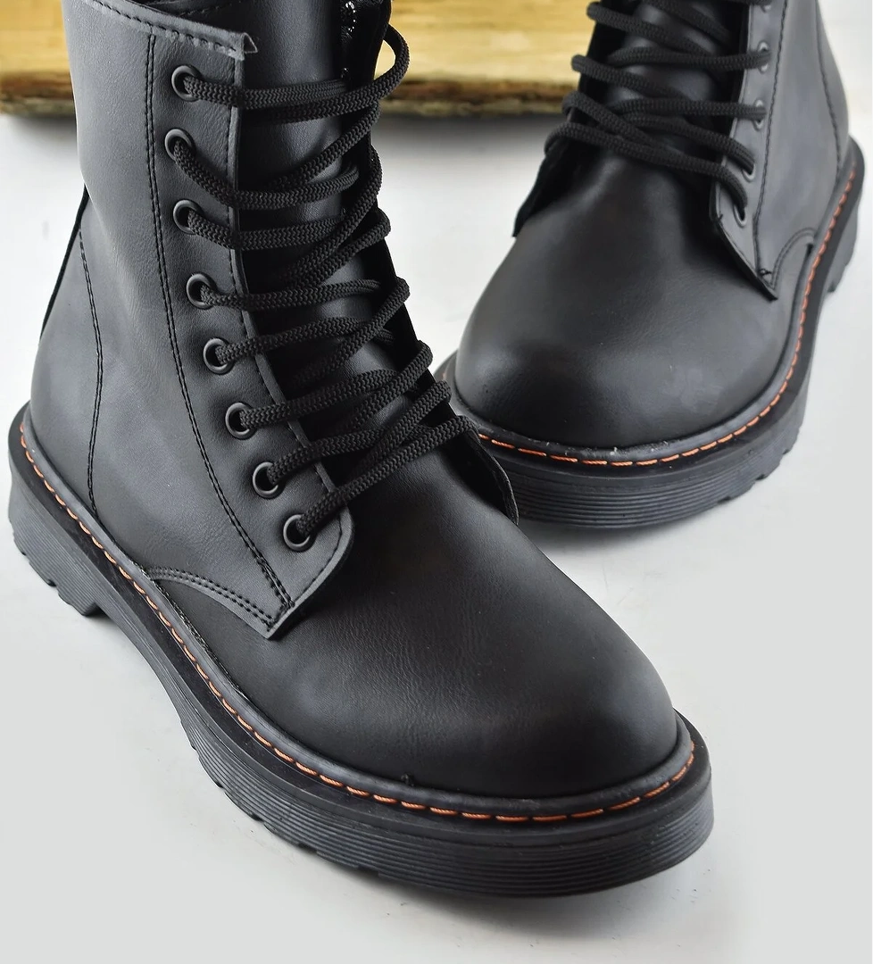 733 Günlük Bağcıklı Fermuarlı Kadın Bot Ayakkabı Postal Çizme Bayan Bot - Görsel 1