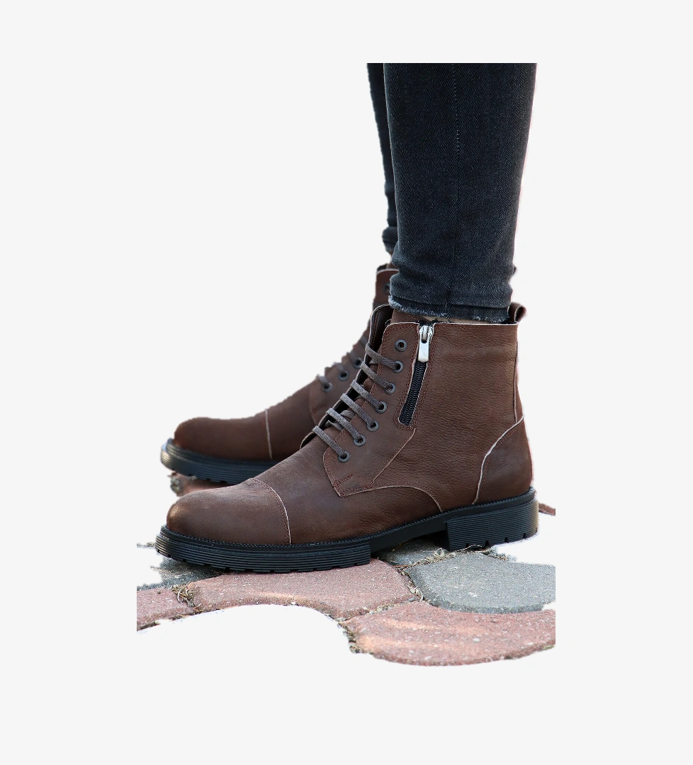 . 232-4241 Kaymaz Taban Fermuarlı Hakiki Deri Erkek Bot