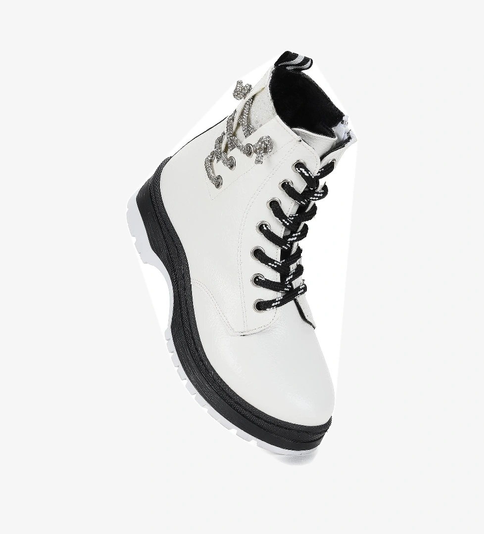 Capsule kırışık Taşlı Termo Taban Kız Çocuk Bot Beyaz