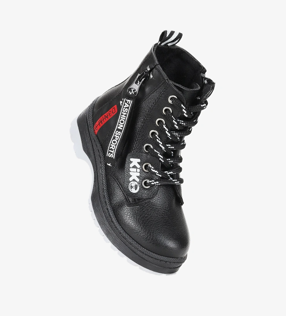 Fashion Cilt Fermuarlı Termo Taban Kız Çocuk Bot Siyah