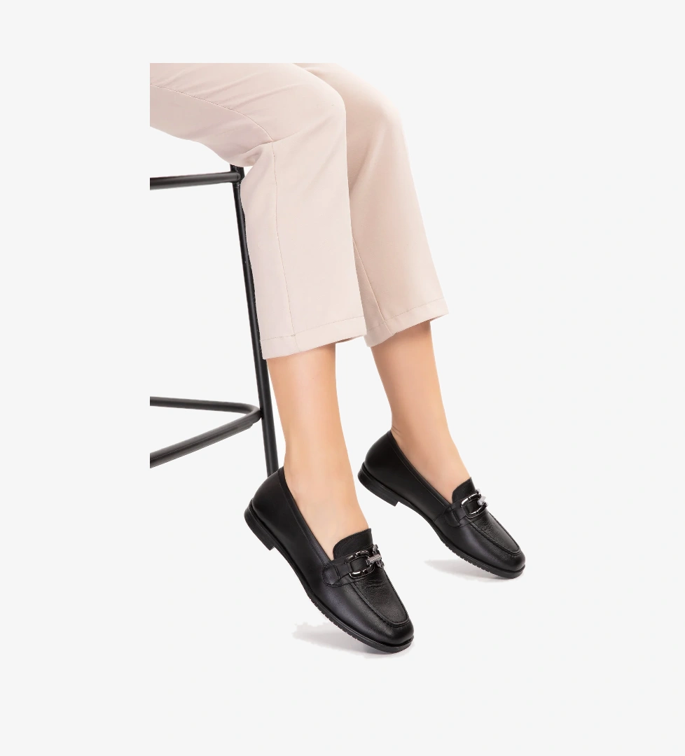 Gondol Hakiki Deri Kadın Köşeli Burun Loafer esl.b06