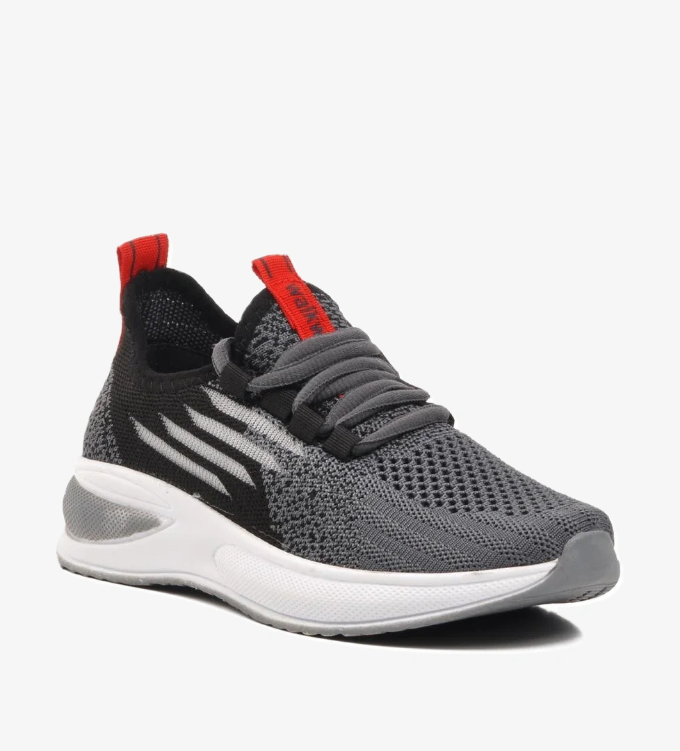 Ravello-F Füme-Siyah-Kırmızı Süs Bağcıklı Fileli Çocuk Spor Ayakkabı