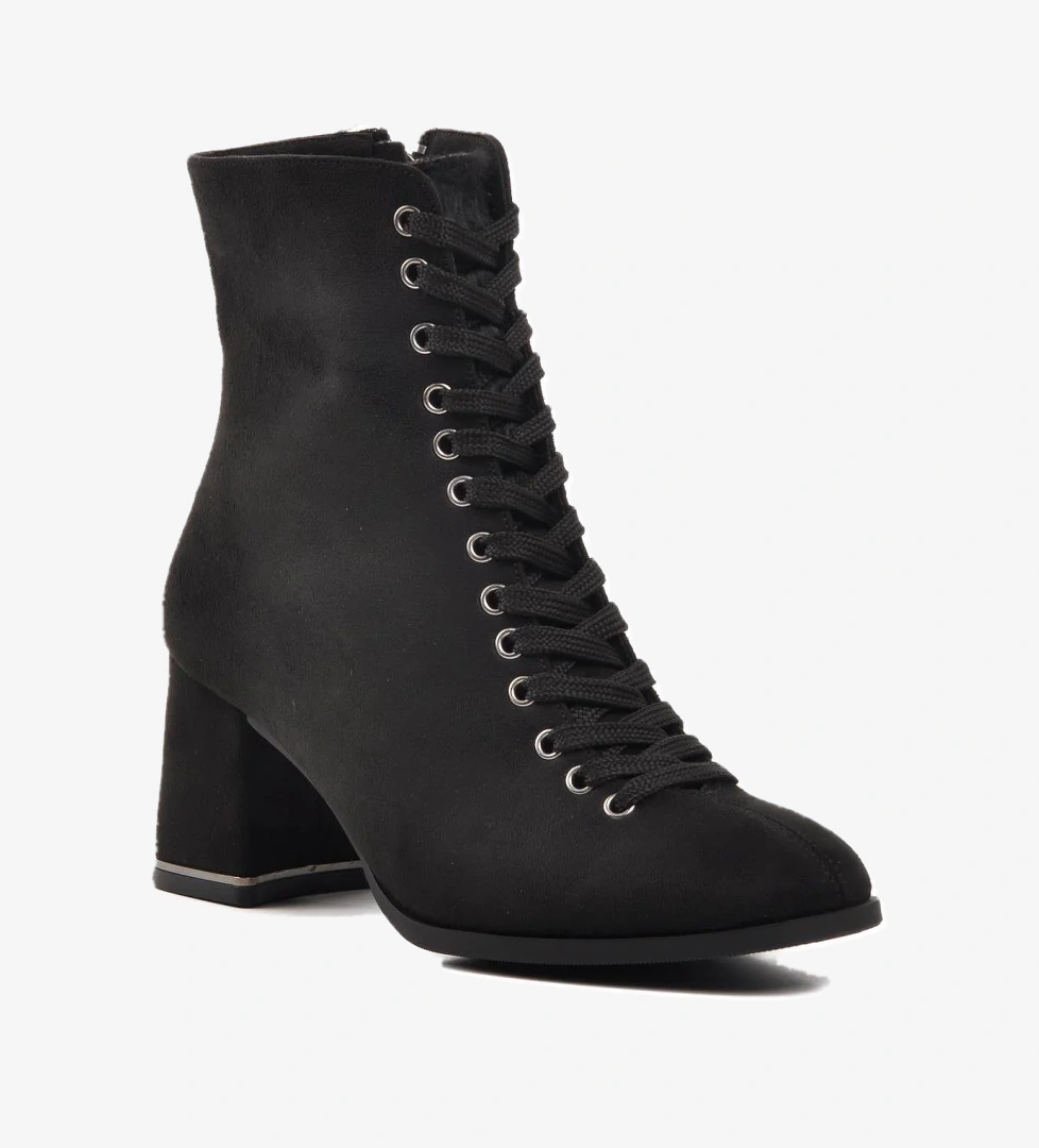 336129 Siyah Süet Kadın Topuklu Bot - Görsel 1