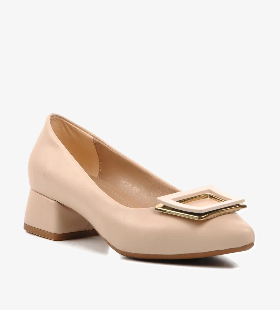 289216 Bej Kadın Topuklu Ayakkabı