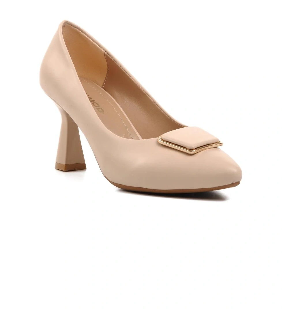 289202 Bej Kadın Topuklu Ayakkabı