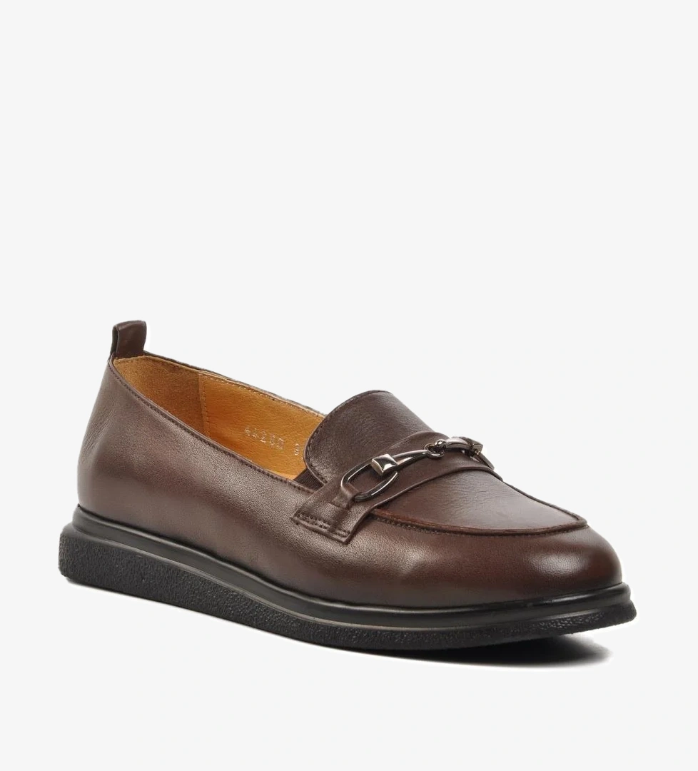 Ayakmod Siyah Kahve Hakiki Deri Kadın Loafer Ayakkabı 44280 model görseli