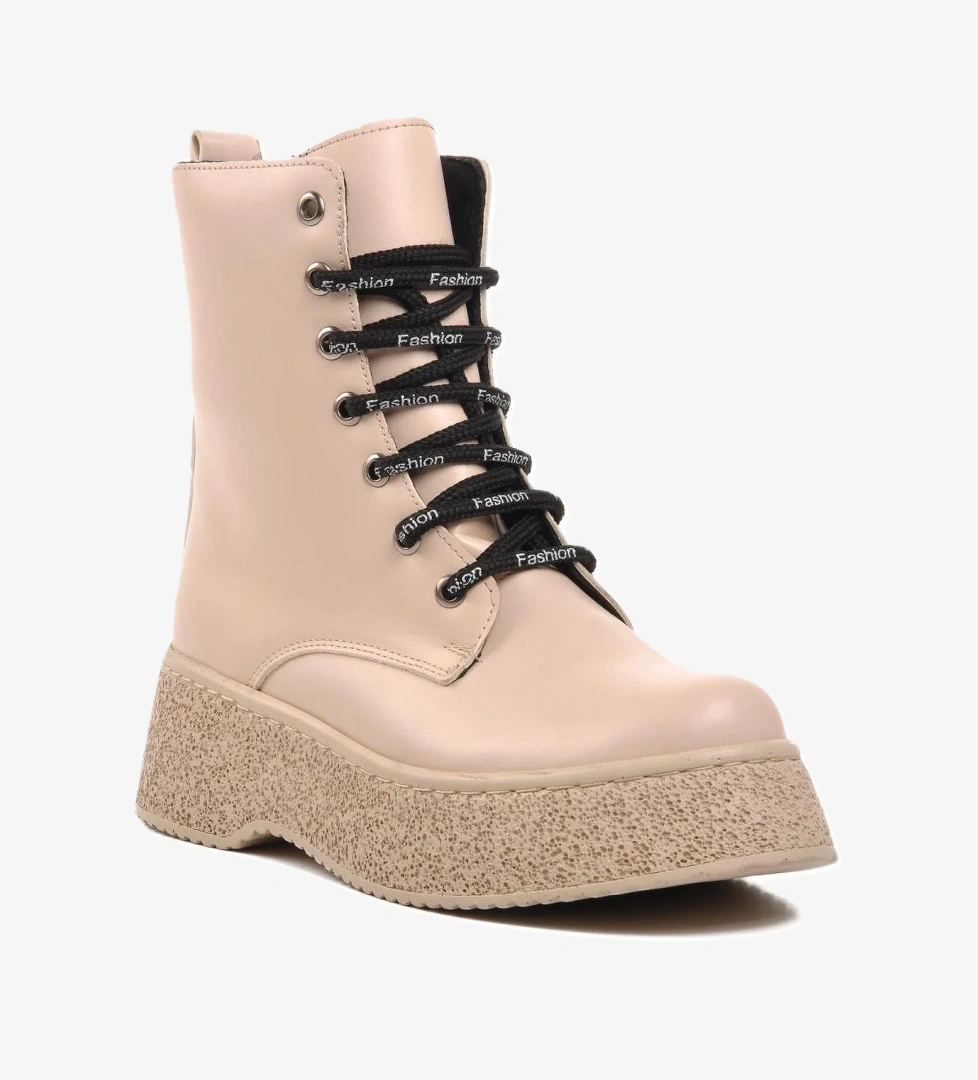 145-01 Bej İçi Polarlı Kadın Bot - Görsel 1