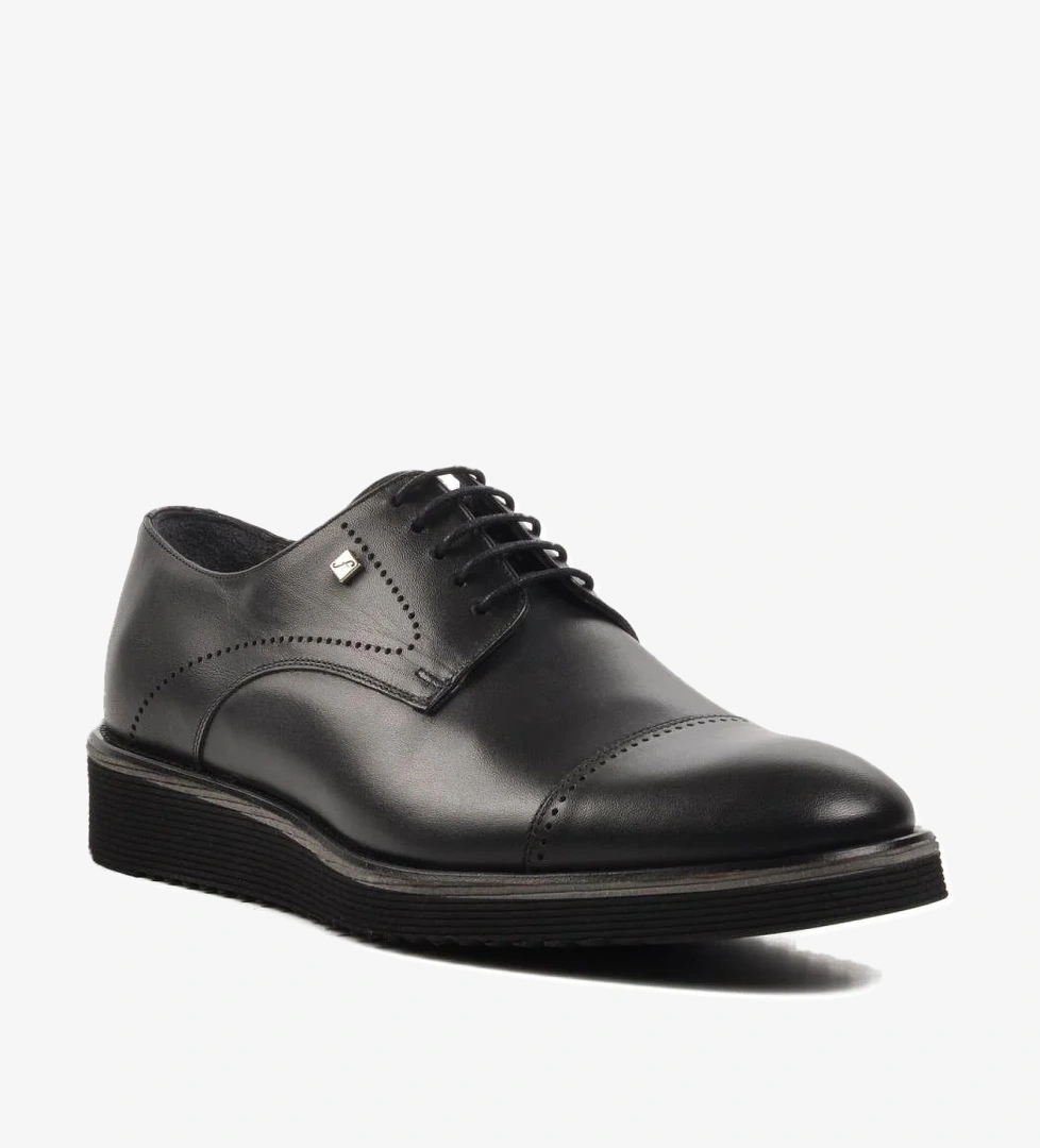 2928 Siyah Hakiki Deri Erkek Klasik Ayakkabı - Görsel 1