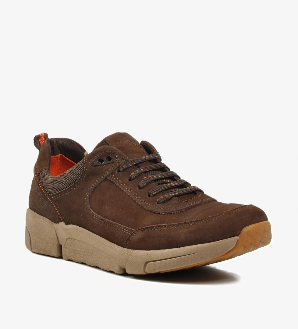 244110-3 Kahve Nubuk Hakiki Deri Erkek Casual Ayakkabı - Görsel 1