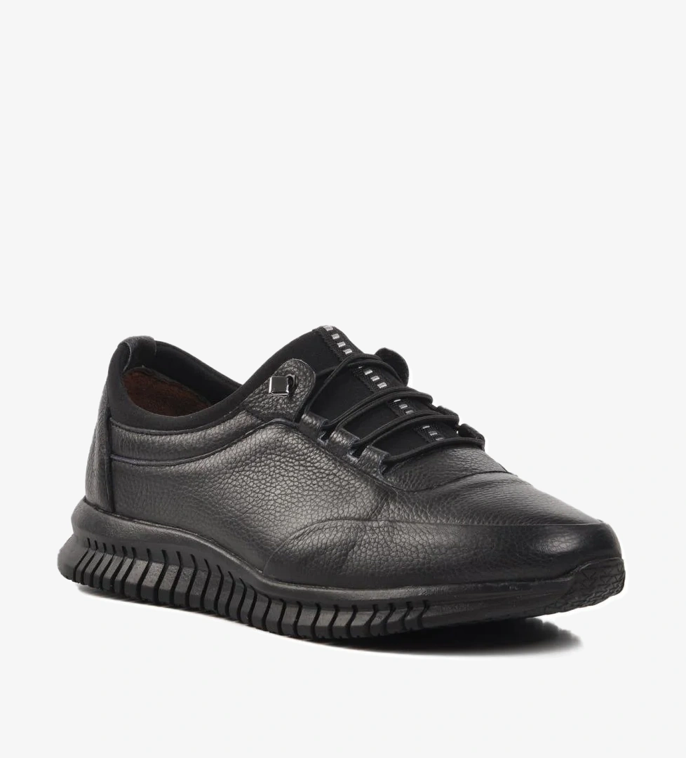 316 Siyah Hakiki Deri Erkek Casual Ayakkabı - Görsel 1