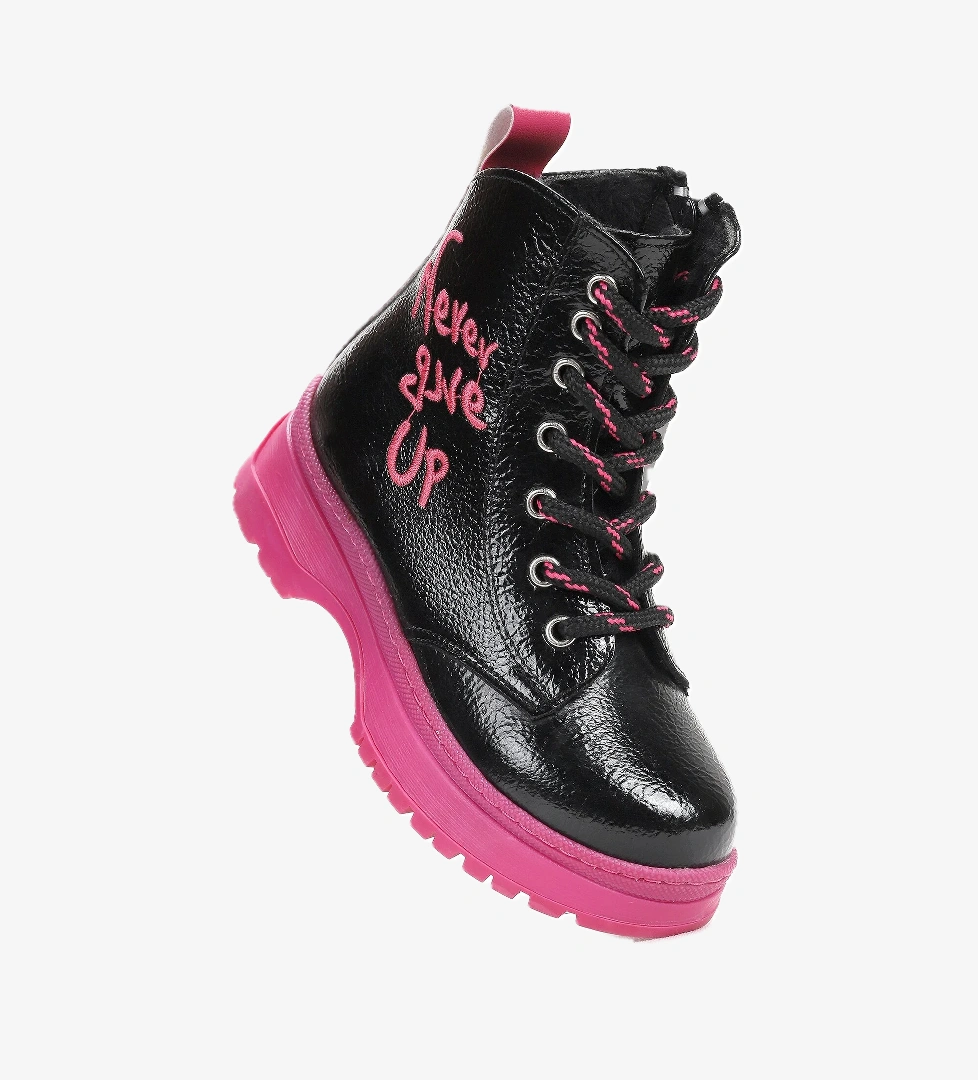 Never Çatlak Termo Taban Kız Çocuk Bot Siyah - Fuşya