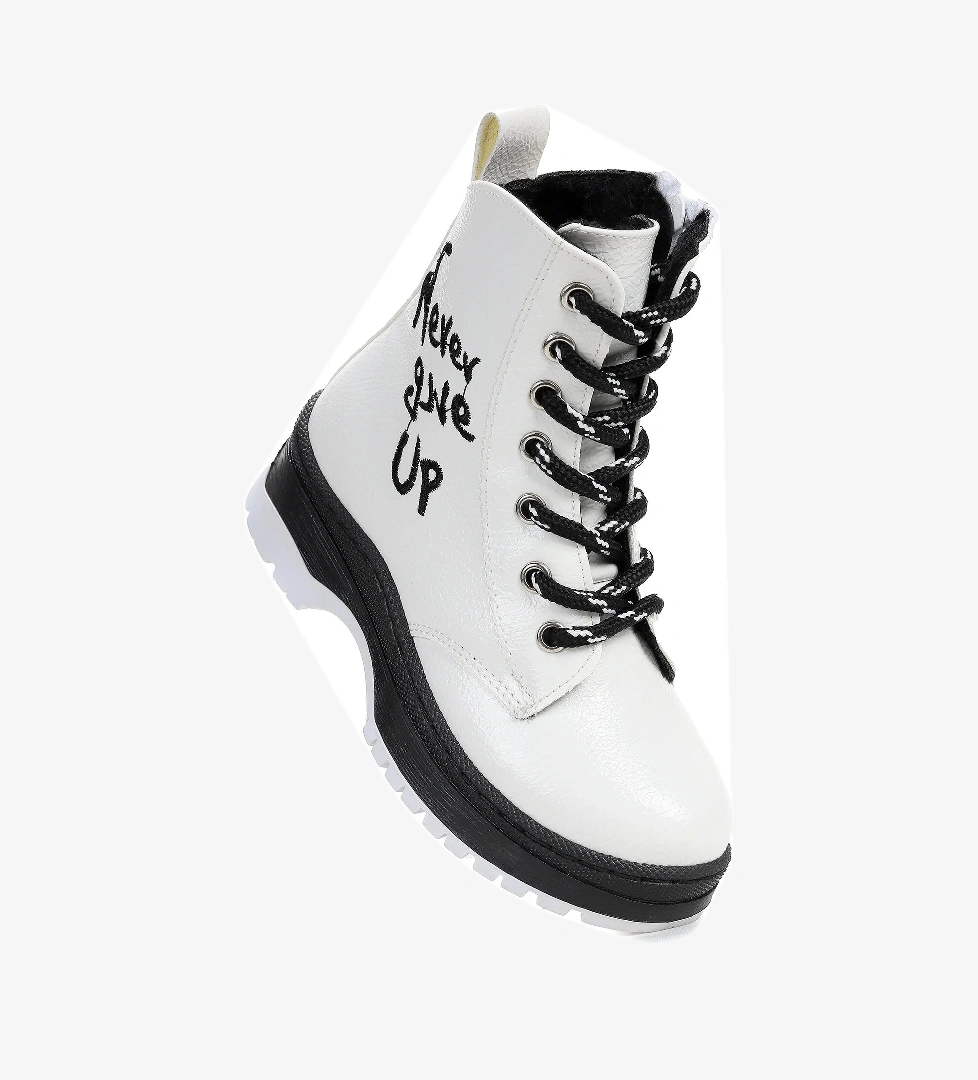 Never Çatlak Termo Taban Kız Çocuk Bot Beyaz - Siyah