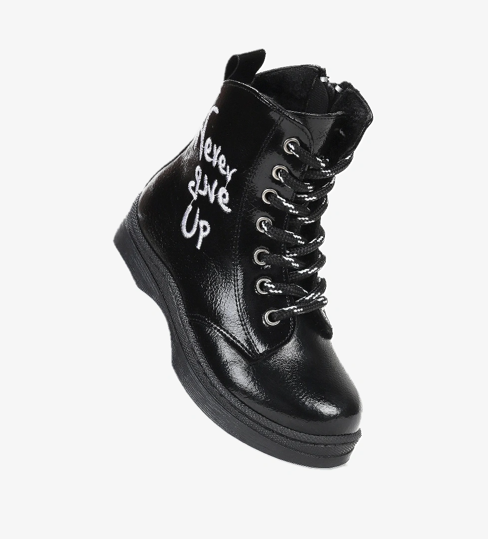 Kiko Kids Never Çatlak Termo Taban Kız Çocuk Bot Siyah - Beyaz