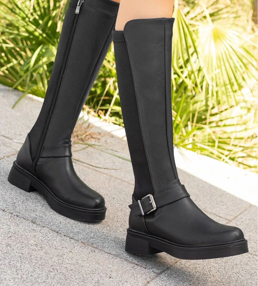 Daxtors D018 Garantili Soğuk Geçirmez Kışlık Kadın Bot &amp; Çizme_Siyah model görseli