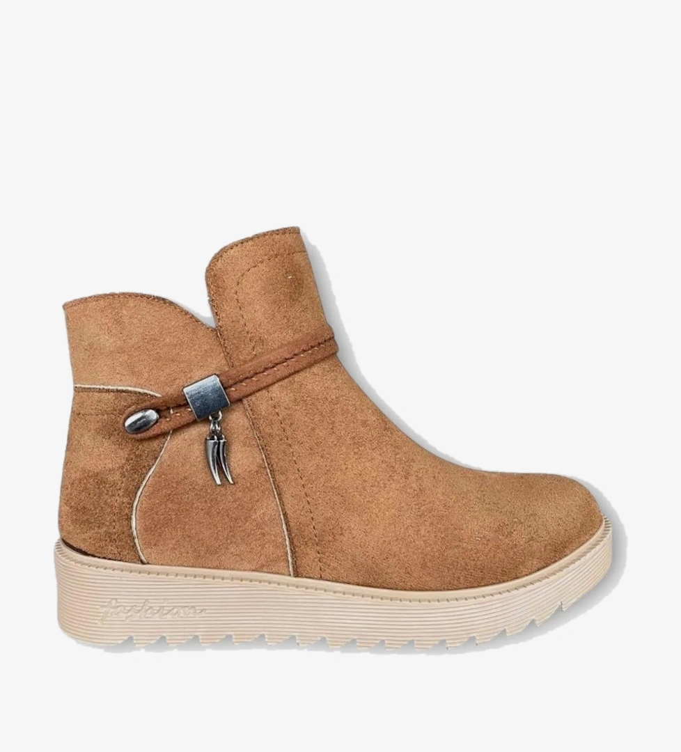 Süet Fermuarlı Kadın Bot & Bootie TABA - Görsel 1