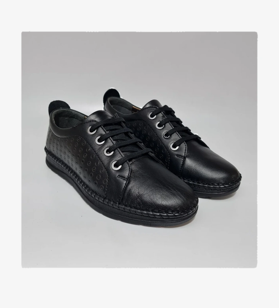 Comfort Kadın Yumuşak Deri Hafif Günlük Ortopedik Hakiki Deri Bağcıklı Ayakkabı M-61 model görseli