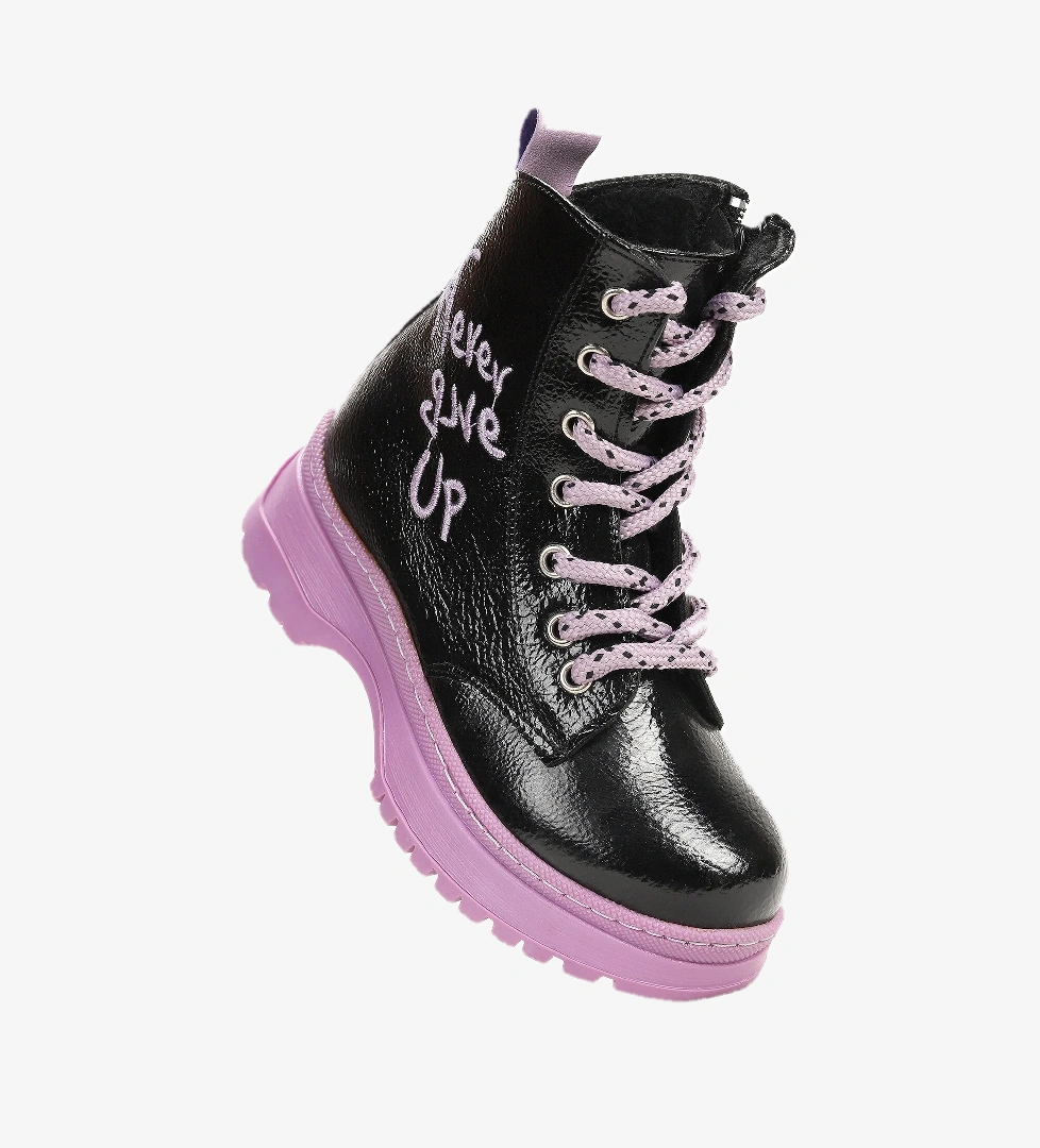 Never Çatlak Termo Taban Kız Çocuk Bot Siyah - Lila