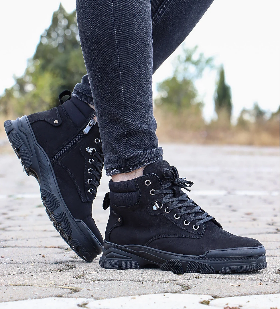 M.p . 232-4254 Kaymaz Taban Hakiki Deri Fermuarlu Erkek Bot model görseli