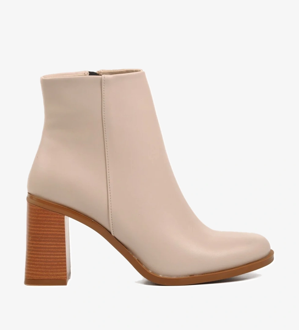 458237 Bej İçi Polarlı Kadın Topuklu Bot - Görsel 1