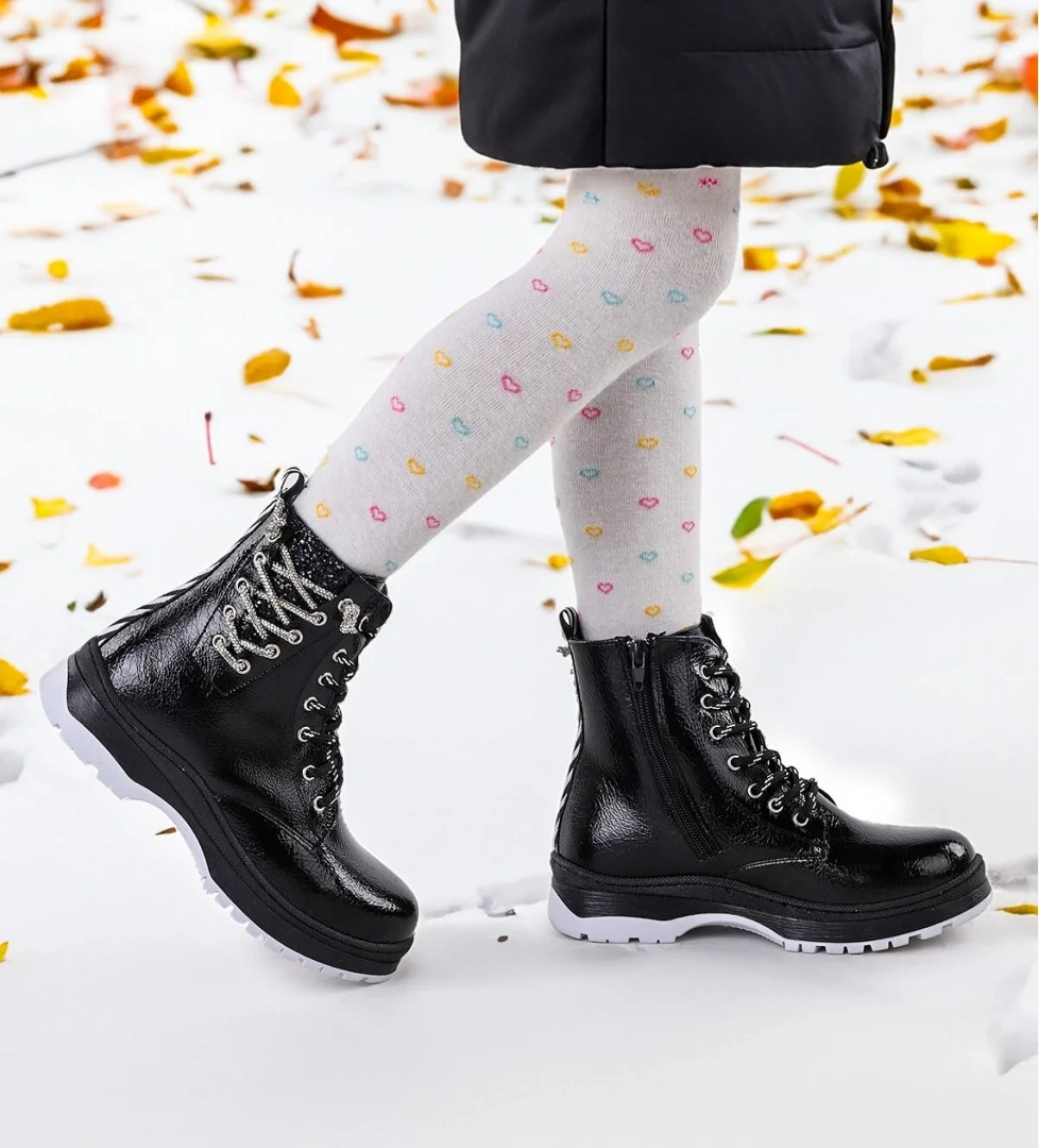 Termo Taban Kız Çocuk Bot 621 Kırışık Taşlı Siyah