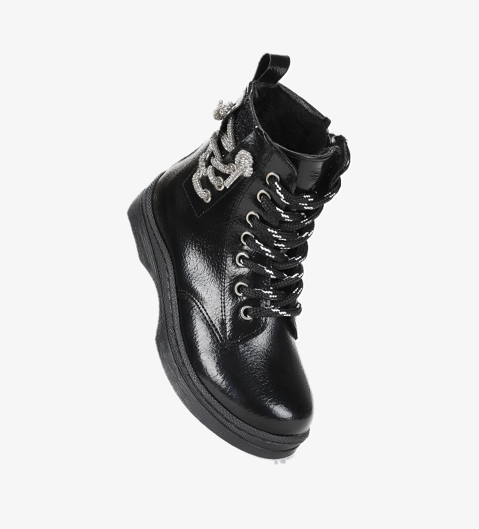 Capsule kırışık Taşlı Termo Taban Kız Çocuk Bot Siyah