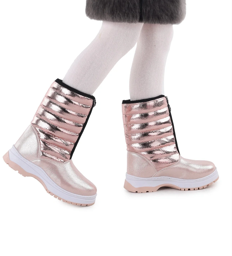 Ronel Vakko Fermuarlı Kız Çocuk Kar Botu Pudra