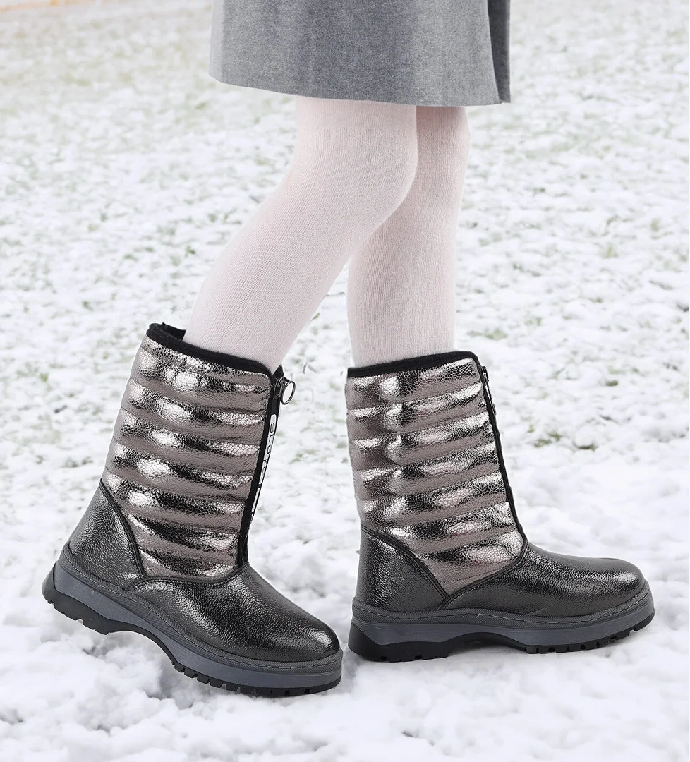 Ronel Vakko Fermuarlı Kız Çocuk Kar Botu Platin