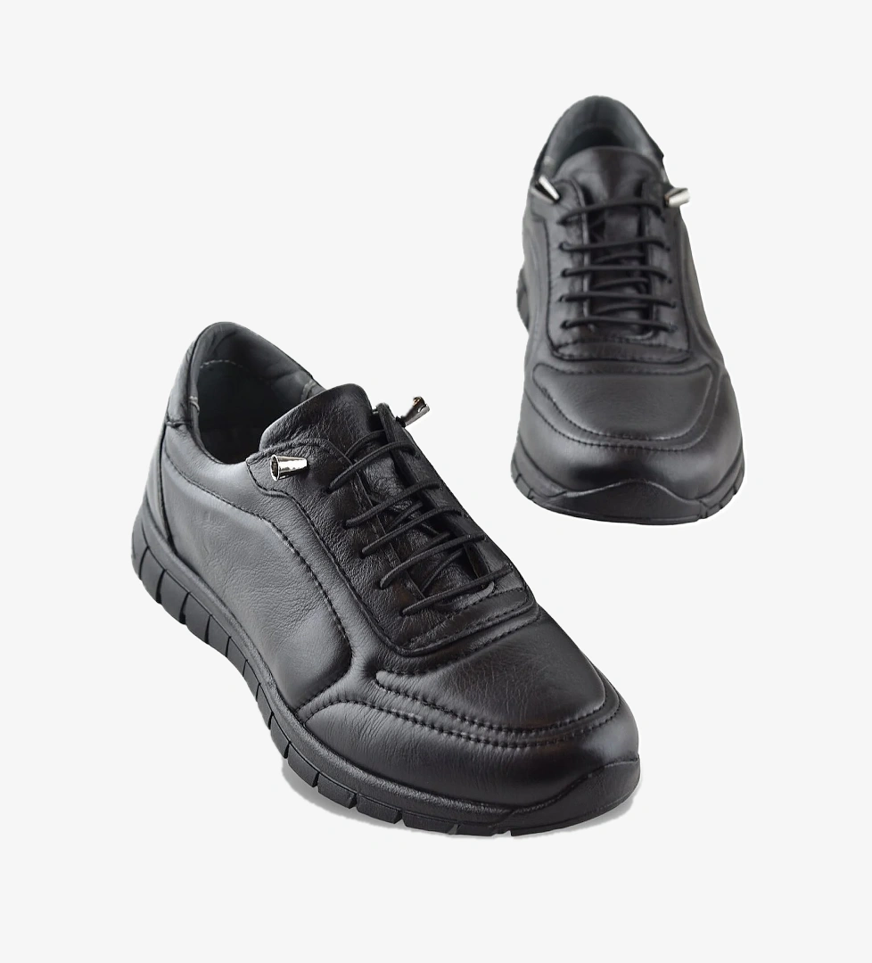 909 Tam Ortopedik Taban Hakiki Deri Erkek Ayakkabı Kadın Ayakkabı Kaymaz Taban Unisex Ayakkabı Lastikli Bağcık - Görsel 1