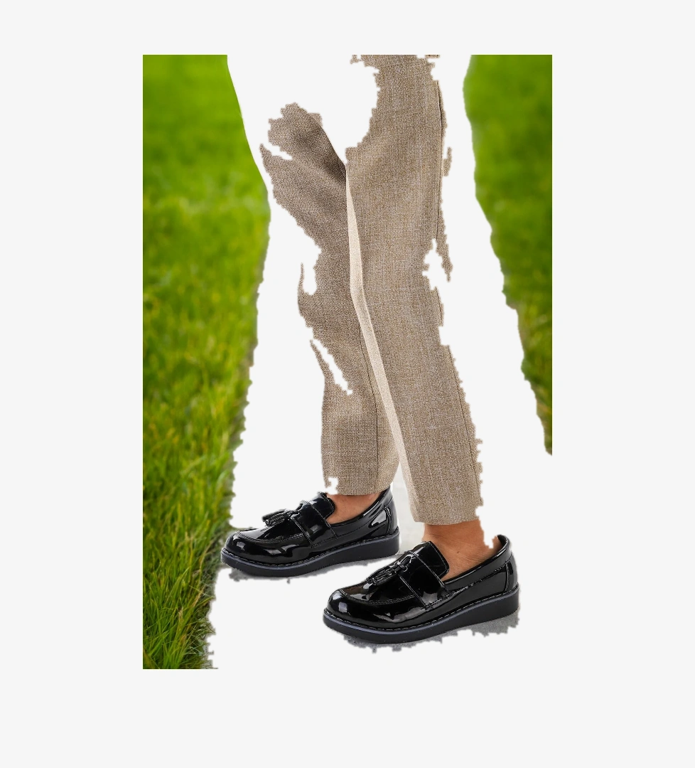 Papyonlu Erkek Çocuk Okul Sünnet Ayakkabısı 184 Rugan Siyah - Görsel 1