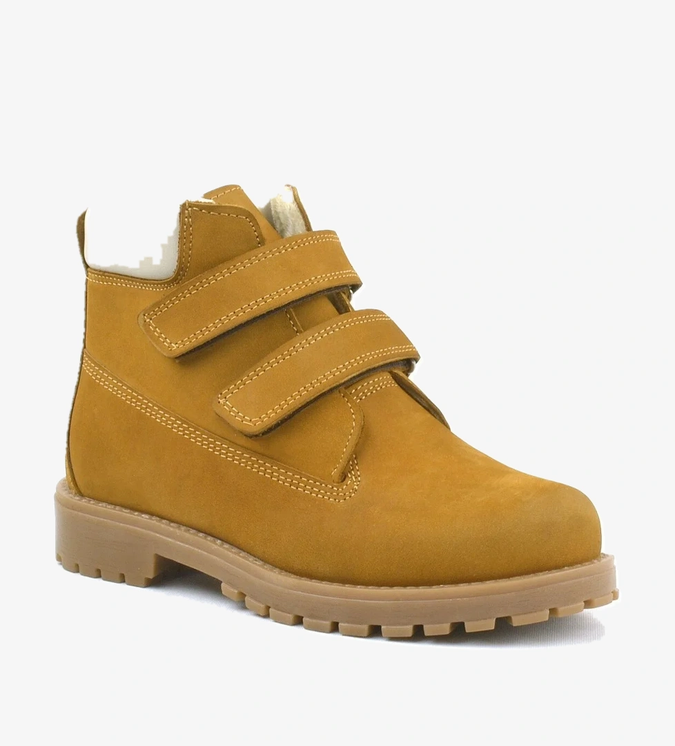 Rakerplus Neson Hakiki Deri Hardal Sarı Cırtlı Çocuk Bot model görseli